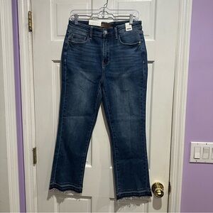 NWT Judy Blue High Rise Kick Flare Jeans Raw Hem Size 9/29